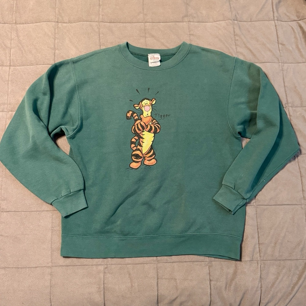 Vintage Disney Tigger‎ Green Crewneck Pullover Sweatshirt Adult Med